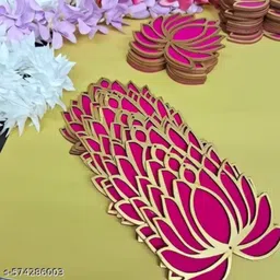 happy customise MDF Pink Lotus Cutout for Home decor Festival Gift Wedding Decorations DIY Pack of 12 image 2
