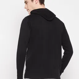 duke Men Solid Hooded Neck Black Sweater image 2