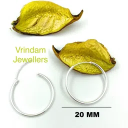 vrindam jewellers 925 Silver Plain Bali Earrings for Girls & Women | 20MM | Lightweight Sterling Silver Stud Earring image 3