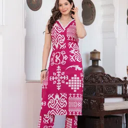 zublee Women Cotton Blend Kurti Palazzo Set image 2