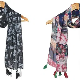 mss fashion Printed Chiffon Women Multicolor Stole, Scarf, Fancy Scarf image 1