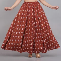 ar-fabtiko Women Printed Flared Maroon Skirt-picture-13