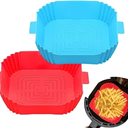 sunpantry Square Silicone Basket Baking Tray- Multicolor PACK OF 2 Airfryer Tray-picture-34