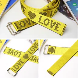 roadster Men & Women Yellow Canvas Belt image 2