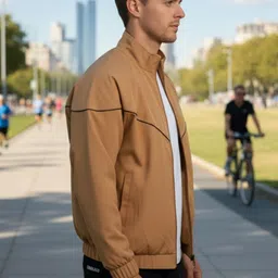 CHKOKKO Solid Men Wind Cheater image 4