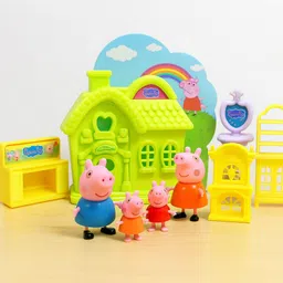 prikuna Peppa Pig Doll House Playset with 4 Family Figurines & Furniture for Kids-picture-18