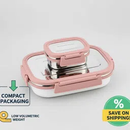 exora Steel Tiffin Box For Kid 2 Compartment Lunch Box For Office (1000 ml) 2 Containers Lunch Box image 5