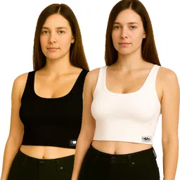 shyam hosiery Pack of 2 Casual Shoulder Straps Solid Women White, Black Top-picture-16