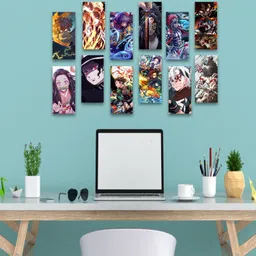 veenshi set of 12 demon slayer wall poster for room anime posters (size_12x4.5 inch) Paper Print image 4