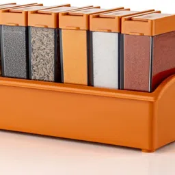 rameshtha Spice Rack 6 Pcs Set | Glass Spice Jars with Stand for Kitchen Storage Storage Box image 3