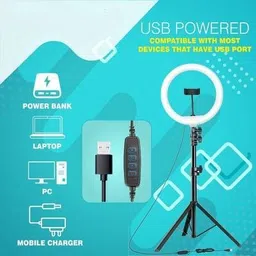 MOTOFLY 3 Brightness Modes LED Bulb Selfie Ring Light Metal Tripod Stand Live Flashlight Tripod, Tripod Kit, Monopod Kit image 2