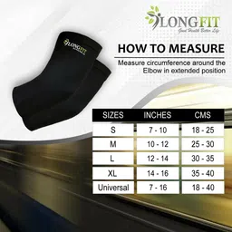 longfit Elbow Support (Compression,Pain Relief) Gym,Badminton,Cricket, Pack of 2 Elbow Support image 4