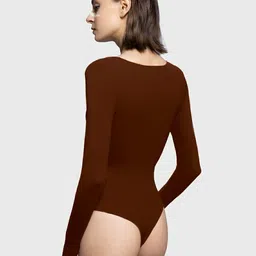 trendy era Casual Regular Sleeves Solid Women Brown Top image 4