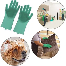 ablue clipper Magic Silicon Gloves With Scrubber- for Cleaning, Utensils, Wet and Dry Glove image 4