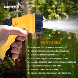 time2plant Home Gardening - 5 Pattern Nozzle Gun, Garden Spraying Nozzle Garden Tool Kit image 5