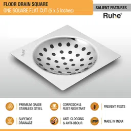 ruhe Floor Stainless Steel Push Down Strainer image 3