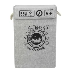 hosta homes Grey Jute Foldable 65 Litres Laundry Basket image 2