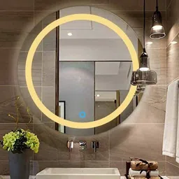 khushi decors 21x21 Inch LED Wall Mirror Glass with Touch Sensor Lights for Home Decor HS33 Bathroom Mirror image 3