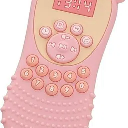 teniyu Silicone Baby Teether Toy Remote Shape Soft Sensory Gum Relief Teether (Pink) Teether image 1