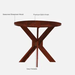 woodsworth from pepperfry Orlova Sheesham Wood 4 Seater Folding Dining Set In Honey Oak Finish image 5