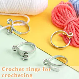 hasthip Adjustable Crochet Ring Set Knitting Ring Yarn Guide 2PCS Sewing Kit image 4