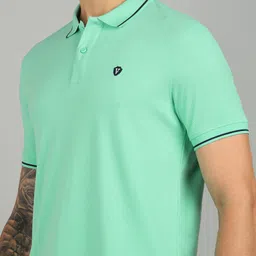 van heusen sport Men Solid Polo Neck Polycotton Light Green T-Shirt image 5