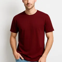 styloketh Men Solid Round Neck Polyester Maroon T-Shirt-picture-12