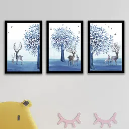 art street Multicolour Engineered Wood (Set of 3) Art Panelss image 1