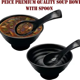 zido Melamine Soup Bowl 2 Peice Soup Bowl with Spoon,Bowl For Namkeen,Fruits,Salad,Snacks,Desert-picture-21