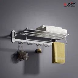 gloxy 24 Inch Stainless Steel Folding Towel Racks for Bathroom, Folding Towel Stand Stainless Steel Wall Shelf image 5