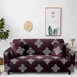 cortina Maroon Traditional Polyester (1Pc) Seater Sofa Cover image 1