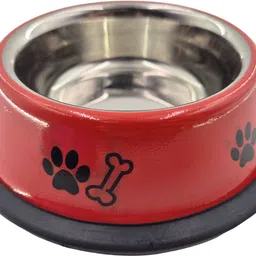 Shopet Red Printed Steel Pet Feeding Bowl for Small Dogs & Cats Extra Small Stainless Steel Pet Bowl-picture-25