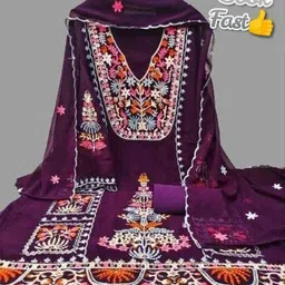 clothlemon Unstitched Georgette Salwar Suit Material Embroidered image 2