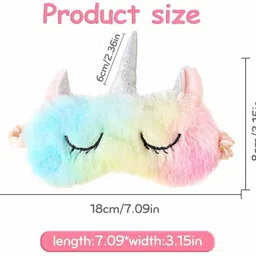 naama Multicolor Soft Plush Unicorn Sleeping Mask, Cute Eye Mask, Unicorn Eye Cover image 2