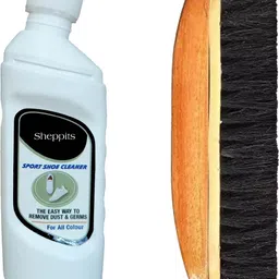 Sheppits Premium Sports Shoes/Sneakers Cleaner (Natural) & Wooden Shoe Brush (Black) Shoe Care Kit-image-3