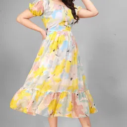 the style sanctuary Printed Georgette Stitched Flared/A-line Gown image 3