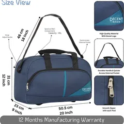 decent 40 L Gym Duffel Bag - DB-615 BLUE DAFFLE BAG BLUE LUNCH BAG COMBO (40.L) - Blue image 4