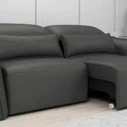 durian Serena Leatherette 3 Seater Sofa In Grey Colour With Remote Control Function image 1