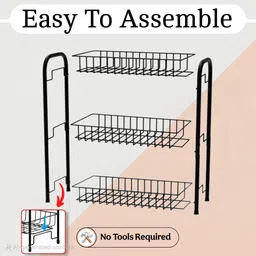 nexum Containers Kitchen Rack 3-Tier Multipurpose Countertop Storage Rack for Organizing Jars, Spice & More Steel image 4