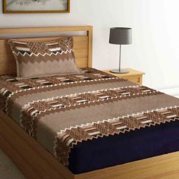 arrabi Multicolor Traditional 300 TC Cotton Blend Single Bed Sized Bed Sheets With 1 Pillow Cover-picture-8