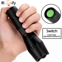 bloomify BMT-M6 Super Bright Rechargeable Torch – 5 Lighting Modes & Zoomable 5 hrs Torch Emergency Light image 2