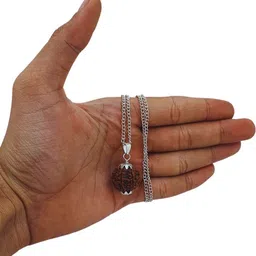 bharat collection 4 Mukhi Rudraksha Original Certified Nepali Char Mukhi Rudraksha Silver Beads Brass, Wood image 4