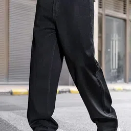jaara Men Relaxed Fit Mid Rise Black Jeans-picture-22