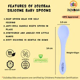 zozobaa Silicone baby feeding bib with long spoon,Water Proof, Easy Adjustable, Washable image 4