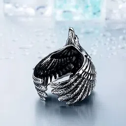 nineteenth july jewels 19th J Jewels- Eagle Ring Trendy Adustable Ring for Men & Women. Stainless Steel Silver Plated Ring image 3