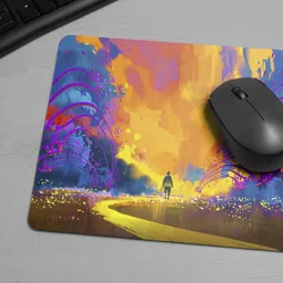 ARTOLIC Man walking colorful landscape Gaming Mouse Pad, Non-Slip Rubber Base, 9x7.5 Non Slip Base Mousepad image 2