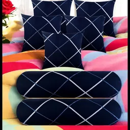 urmila creation 5 Cushion 2 Bolster Microfibre Stripes Bolster Pack of 7-picture-14