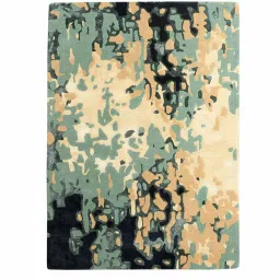 Buy Teal Wool and Viscose Abstract 5 x 7 Feet Hand Tufted Carpet by Joyrugs by littlelooms image 2