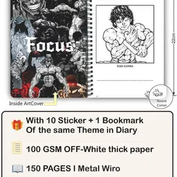 goku ki dukan Baki Hanma Anime Notebook |Free Stickers A5 Diary Unruled 150 Pages image 2