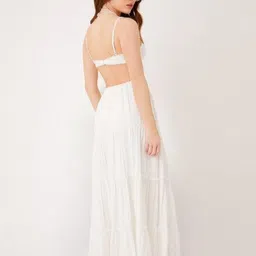 custom-fashion Women Solid Flared White Skirt image 4